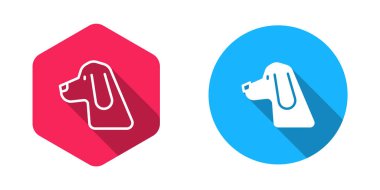 Doldurulmuş ve ana hatları çizilmiş uzun gölgeli av köpeği simgesi. Vektör