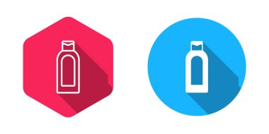 Uzun gölge arkaplan ile izole edilmiş bir şampuan ikonu. Vektör