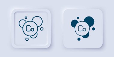 Gri arkaplanda izole edilmiş kalsiyum kimyasal element simgesi doldurulmuş ve ana hatları çizilmiş. Kare düğmesi. Vektör