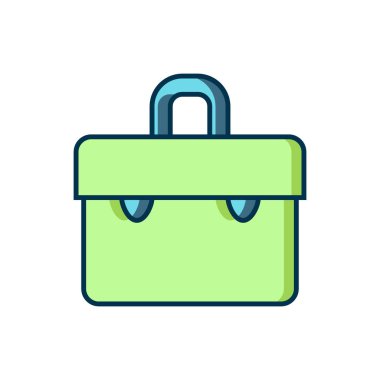 Doldurulmuş Evrak Çantası simgesi beyaz arkaplanda izole edildi. İş ilanı. İş portföyü. Düz çizgili, gölgeli. Vektör