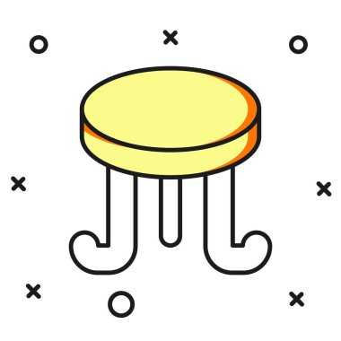 Doldurulmuş kahve masası simgesi beyaz arka planda izole edilmiş. Sokak kafesi. Düz çizgili, gölgeli. Vektör