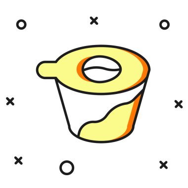 Beyaz arka planda izole edilmiş kahve makinesi ikonunun üzerine dökülen ana hatlar. Alternatif kahve demleme yöntemleri. Kahve kültürü. Düz çizgili, gölgeli. Vektör