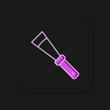 Siyah arka planda izole edilmiş ana hatlı arıcılık açılır bıçak simgesi. Arı yetiştiricisinin aleti. Düz çizgili, gölgeli. Vektör