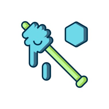 Doldurulmuş ana hatlı Bal Çubuğu simgesi beyaz arkaplanda izole edilmiş. Tatlı kepçe. Düz çizgili, gölgeli. Vektör