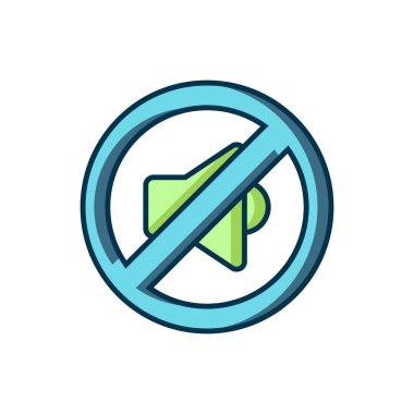 Doldurulmuş Hoparlör sessiz simgesi beyaz arkaplanda izole edildi. Ses simgesi yok. Ses Kapalı sembolü. Düz çizgili, gölgeli. Vektör