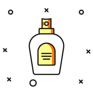 Doldurulmuş Parfüm simgesi beyaz arkaplanda izole edildi. Düz çizgili, gölgeli. Vektör