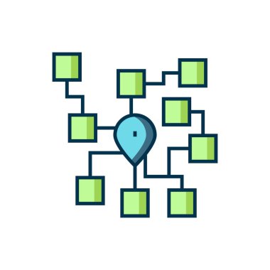 Doldurulmuş Nöral Ağ simgesi beyaz arkaplanda izole edildi. Yapay zeka yapay zekası. Düz çizgili, gölgeli. Vektör