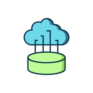 Doldurulmuş Ağ Bulutu bağlantısı simgesi beyaz arkaplanda izole edildi. Sosyal teknoloji. Bulut hesaplama konsepti. Düz çizgili, gölgeli. Vektör