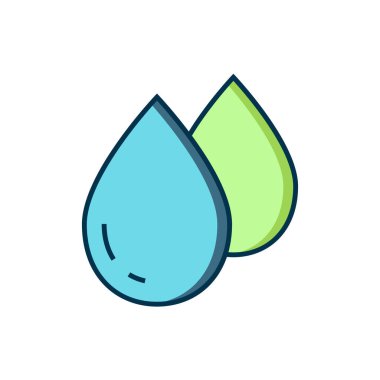 Doldurulmuş ana hatlı su bırakma simgesi beyaz arkaplanda izole edildi. Düz çizgili, gölgeli. Vektör