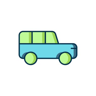 Beyaz arkaplanda izole edilmiş Safari araba simgesi dolduruldu. Düz çizgili, gölgeli. Vektör