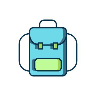 Doldurulmuş Yürüyüş sırt çantası simgesi beyaz arkaplanda izole edildi. Kamp ve dağ gezisi sırt çantası. Düz çizgili, gölgeli. Vektör