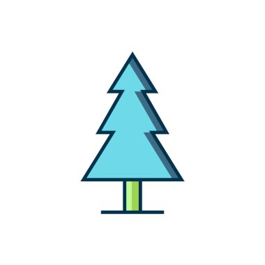 Doldurulmuş ağaç simgesi beyaz arkaplanda izole edildi. Orman sembolü. Düz çizgili, gölgeli. Vektör