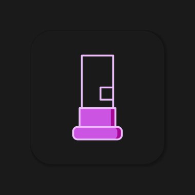 Doldurulmuş Cartridges simgesi siyah arkaplanda izole edildi. Av tüfeği av tüfeği fişeği. Tüfek mermisi ikonu. Düz çizgili, gölgeli. Vektör