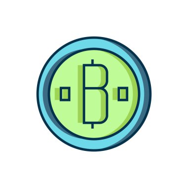 Beyaz arkaplanda izole edilmiş Kripto Para Simgesi Doldurulmuş. Madeni para. Engelleme zinciri tabanlı şifreli para birimi. Düz çizgili, gölgeli. Vektör