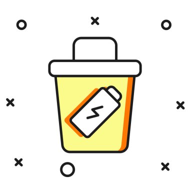 Doldurulmuş çöp kutusu simgesi beyaz arkaplanda izole edildi. Çöp kutusu tabelası. Sepet simgesini geri dönüştür. Ofis çöpü ikonu. Düz çizgili, gölgeli. Vektör