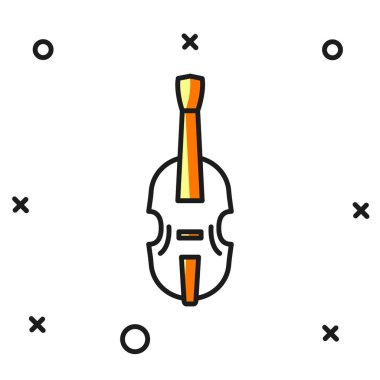 Doldurulmuş keman simgesi beyaz arkaplanda izole edildi. Müzik aleti. Düz çizgili, gölgeli. Vektör