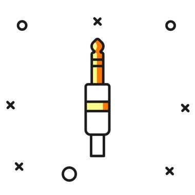 Doldurulmuş ses kipi simgesi beyaz arkaplanda izole edildi. Bağlantı ses ekipmanları için ses kablosu. Fiş kablosu. Müzik aleti. Düz çizgili, gölgeli. Vektör