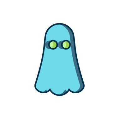 Doldurulmuş Hayalet simgesi beyaz arkaplanda izole edildi. Mutlu Cadılar Bayramı Partisi. Düz çizgili, gölgeli. Vektör