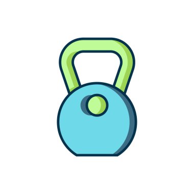 Doldurulmuş ağırlık simgesi beyaz arkaplanda izole edildi. Kilogram ağırlık kaldırmak ve ölçmek için ağırlık bloğu. Kütle sembolü. Düz çizgili, gölgeli. Vektör