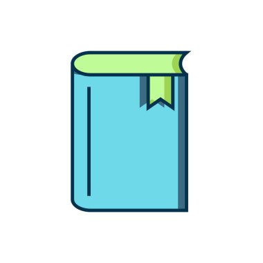 Doldurulmuş Kitap simgesi beyaz arkaplanda izole edildi. Düz çizgili, gölgeli. Vektör