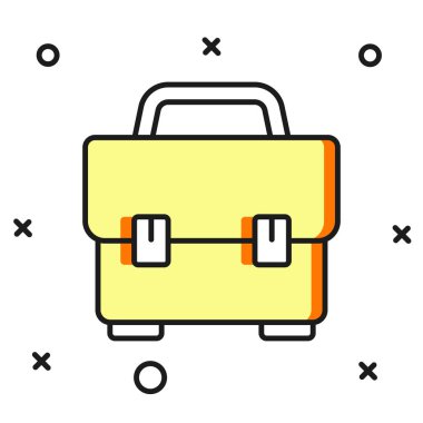 Doldurulmuş dış hat araç kutusu simgesi beyaz arkaplanda izole edildi. Alet kutusu tabelası. Düz çizgili, gölgeli. Vektör