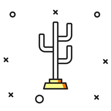 Doldurulmuş ana hatlı kürk standı simgesi beyaz arkaplanda izole edildi. Düz çizgili, gölgeli. Vektör