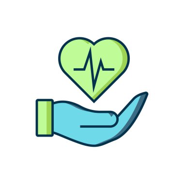 Ana hatları doldurulmuş yaşam sigortası beyaz arka planda izole edilmiş bir el simgesi. Güvenlik, güvenlik, koruma, konsept koruma. Düz çizgili, gölgeli. Vektör