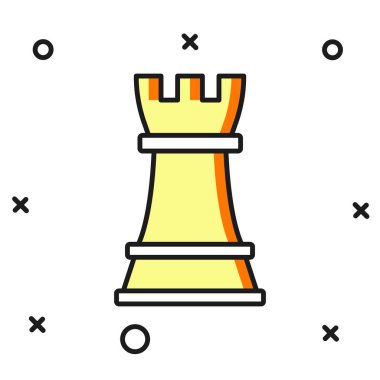 Doldurulmuş satranç simgesi beyaz arkaplanda izole edildi. İş stratejisi. Oyun, yönetim, finans. Düz çizgili, gölgeli. Vektör