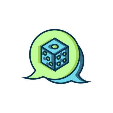 Doldurulmuş oyun zar simgesi beyaz arkaplanda izole edildi. Kumarhane kumarı. Düz çizgili, gölgeli. Vektör