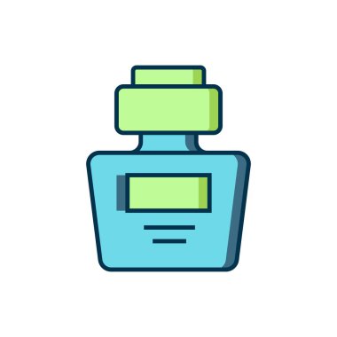 Doldurulmuş Parfüm simgesi beyaz arkaplanda izole edildi. Düz çizgili, gölgeli. Vektör