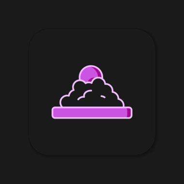 Siyah arka planda izole edilmiş bir kase ikonunda Rice 'ın ana hatlarını doldurdum. Geleneksel Asya yemekleri. Düz çizgili, gölgeli. Vektör