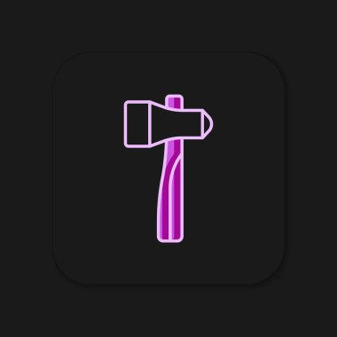 Doldurulmuş Çekiç simgesi siyah arkaplanda izole edildi. Tamir için bir araç. Düz çizgili, gölgeli. Vektör