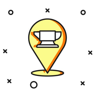 Beyaz arkaplanda izole edilmiş ana hatlı demirci örs aracı simgesi. Metal dövmesi. Kalpazanlık aleti. Düz çizgili, gölgeli. Vektör