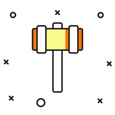 Beyaz arkaplanda izole edilmiş ana hatlı Balyoz simgesi. Düz çizgili, gölgeli. Vektör