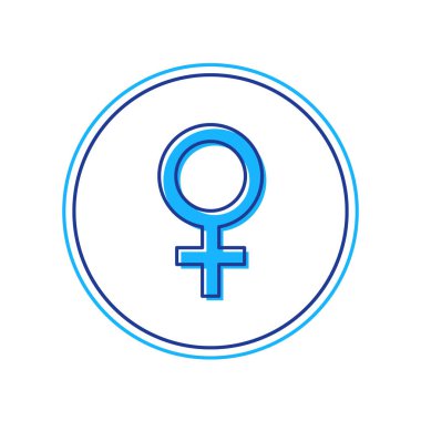 Doldurulmuş ana hatlı kadın cinsiyet simgesi simgesi beyaz arkaplanda izole edildi. Venüs sembolü. Bir kadın ya da organizmanın sembolü. Vektör