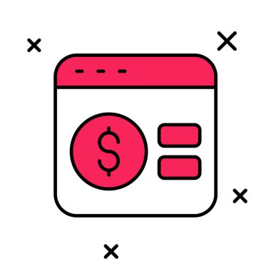 Doldurulmuş Online poker masası simgesi beyaz arkaplanda izole edildi. İnternetteki kumarhane. Vektör