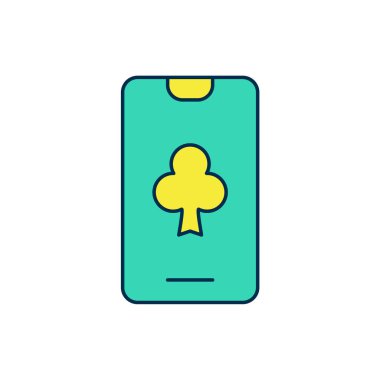 Doldurulmuş Online poker masası simgesi beyaz arkaplanda izole edildi. İnternetteki kumarhane. Vektör