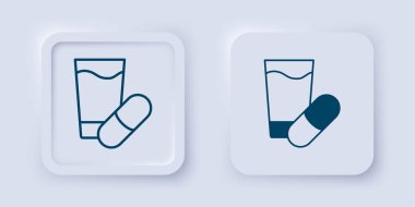 Gri arka planda izole edilmiş uyku hapı ikonu. Kare düğmesi. Vektör