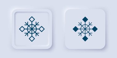 Gri arkaplanda Snowflake simgesi izole edildi ve çizildi. Mutlu Noeller ve mutlu yıllar. Kare düğmesi. Vektör