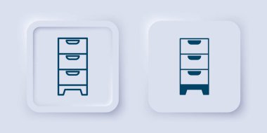 Doldurulmuş ve çizilmiş Çekmeceler Sandığı simgesi gri arkaplanda izole edilmiş. Kare düğmesi. Vektör