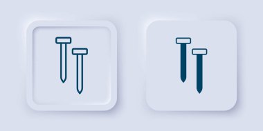 Metalik çivi simgesi gri arkaplanda izole edildi. Kare düğmesi. Vektör