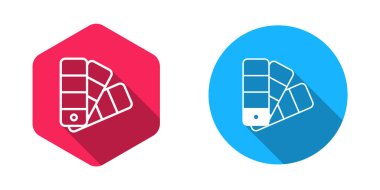 Renk palet kılavuzu simgesi uzun gölge arkaplanı ile dolduruldu ve çizildi. Vektör