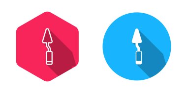 Doldurulmuş ve çizilmiş Palette bıçak ikonu uzun gölgeli bir arka plan. Vektör