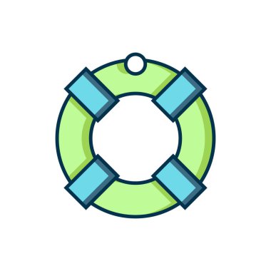 Doldurulmuş Lifebuoy simgesi beyaz arkaplanda izole edildi. Can simidi sembolü. Düz çizgili, gölgeli. Vektör