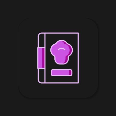 Doldurulmuş ana hatlı yemek kitabı simgesi siyah arkaplanda izole edildi. Yemek kitabı ikonu. Yemek tarifi kitabı. Çatal ve bıçak ikonları. Çatal bıçak sembolü. Düz çizgili, gölgeli. Vektör