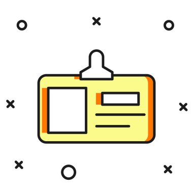 Doldurulmuş kimlik tanımlama simgesi beyaz arkaplanda izole edildi. Sunum için, şirketin kimliği için, reklam için kullanılabilir. Düz çizgili, gölgeli. Vektör