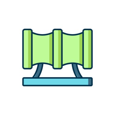 Kid 'in ana hatlı kaydırak borusu simgesi beyaz arka planda izole edildi. Düz çizgili, gölgeli. Vektör