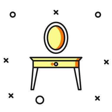 Doldurulmuş ana hatlar tablosu simgesi beyaz arkaplanda izole edildi. Düz çizgili, gölgeli. Vektör