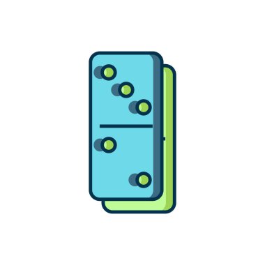 Doldurulmuş Domino simgesi beyaz arkaplanda izole edildi. Düz çizgili, gölgeli. Vektör