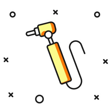 Doldurulmuş diş matkabı simgesi beyaz arkaplanda izole edildi. Delme ve öğütme aletleri için el işi. Düz çizgili, gölgeli. Vektör